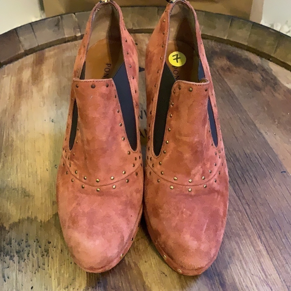 Pons Quintana | Heeled Suede Brass Rivet Stud Slip On Bootie Made in Spain 37 7 - Picture 12 of 13